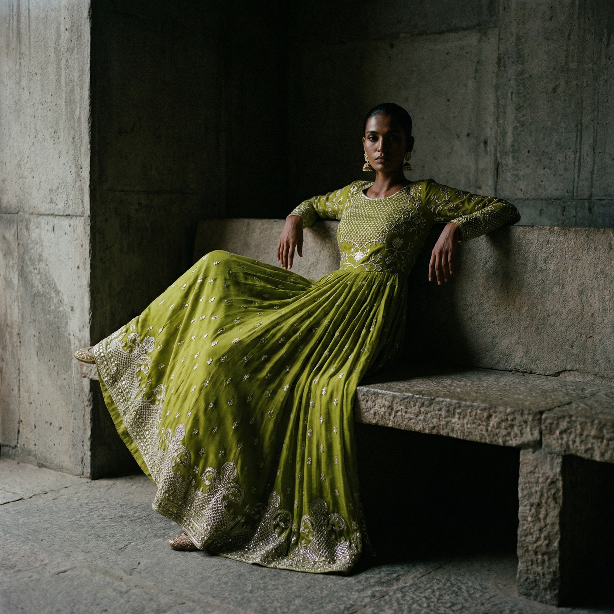 Ancestral Moss Anarkali