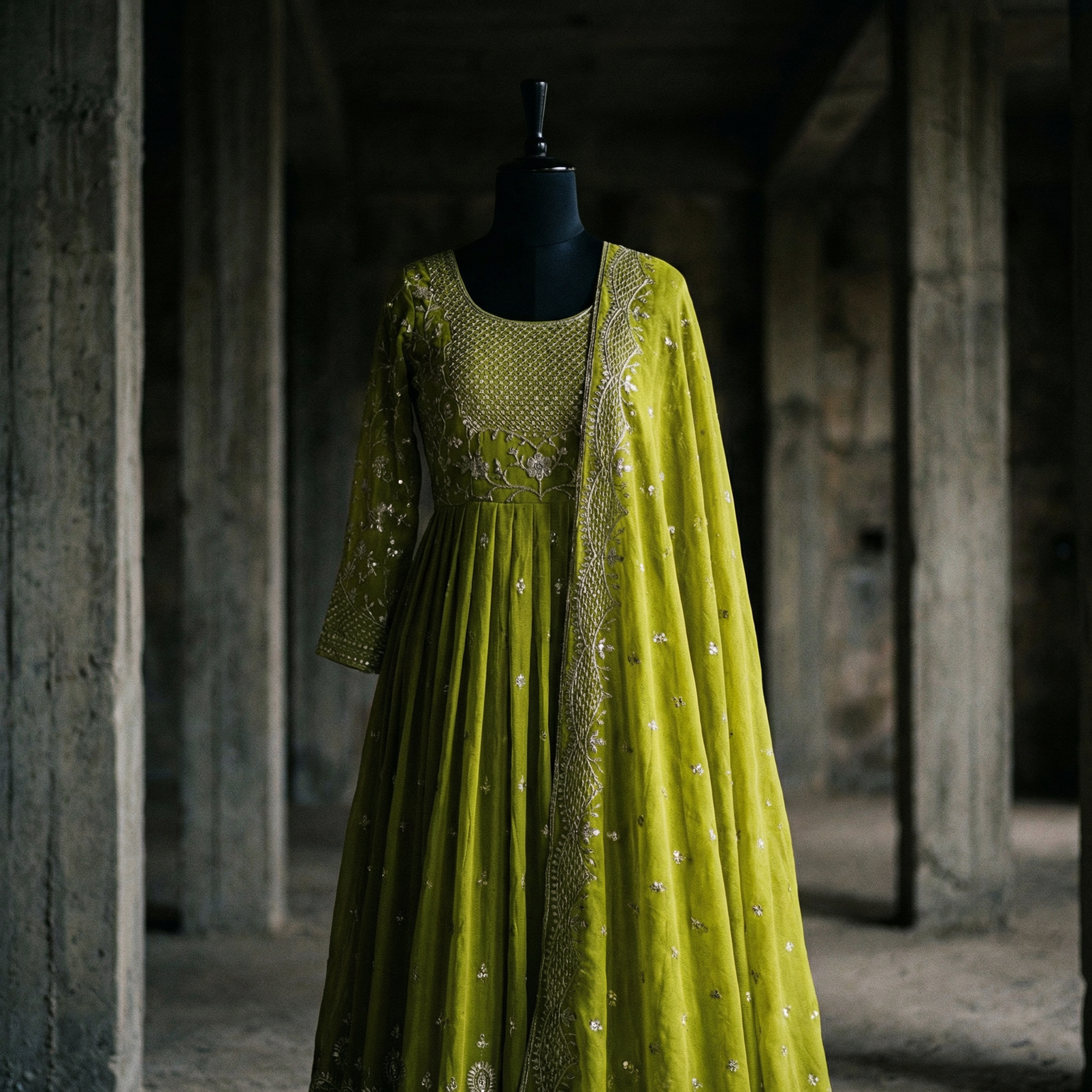 Ancestral Moss Anarkali