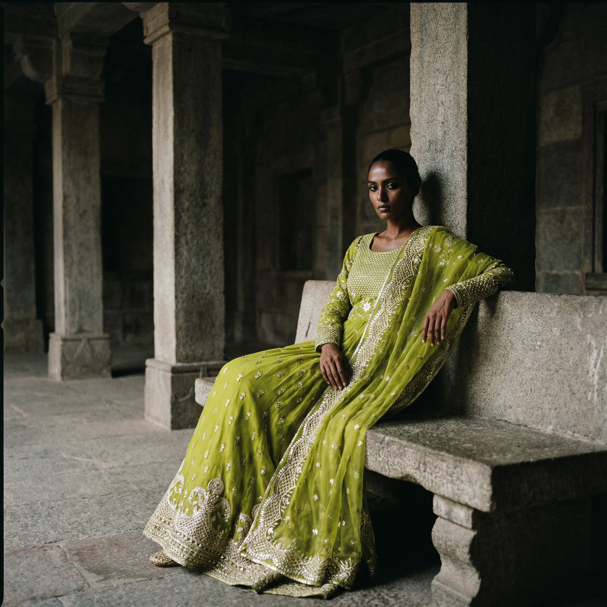 Ancestral Moss Anarkali